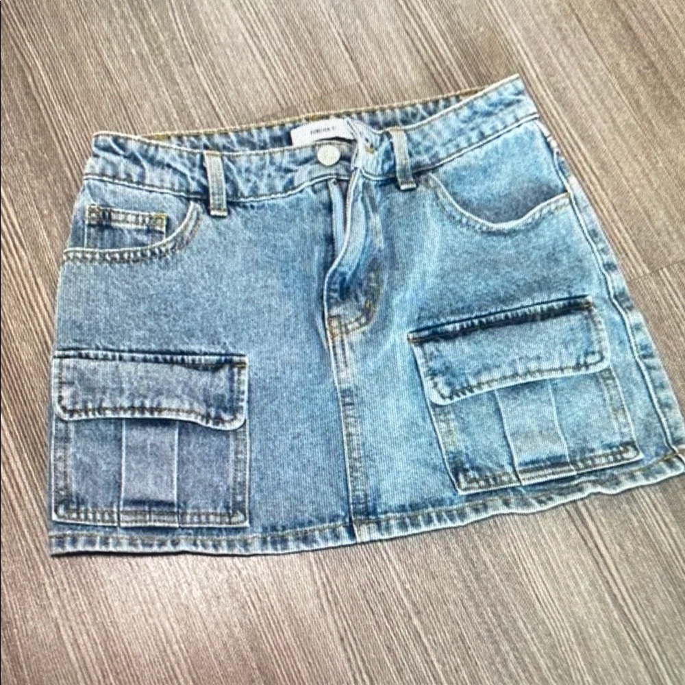 Forever 21 Blue Pocketed Mini Skirt
